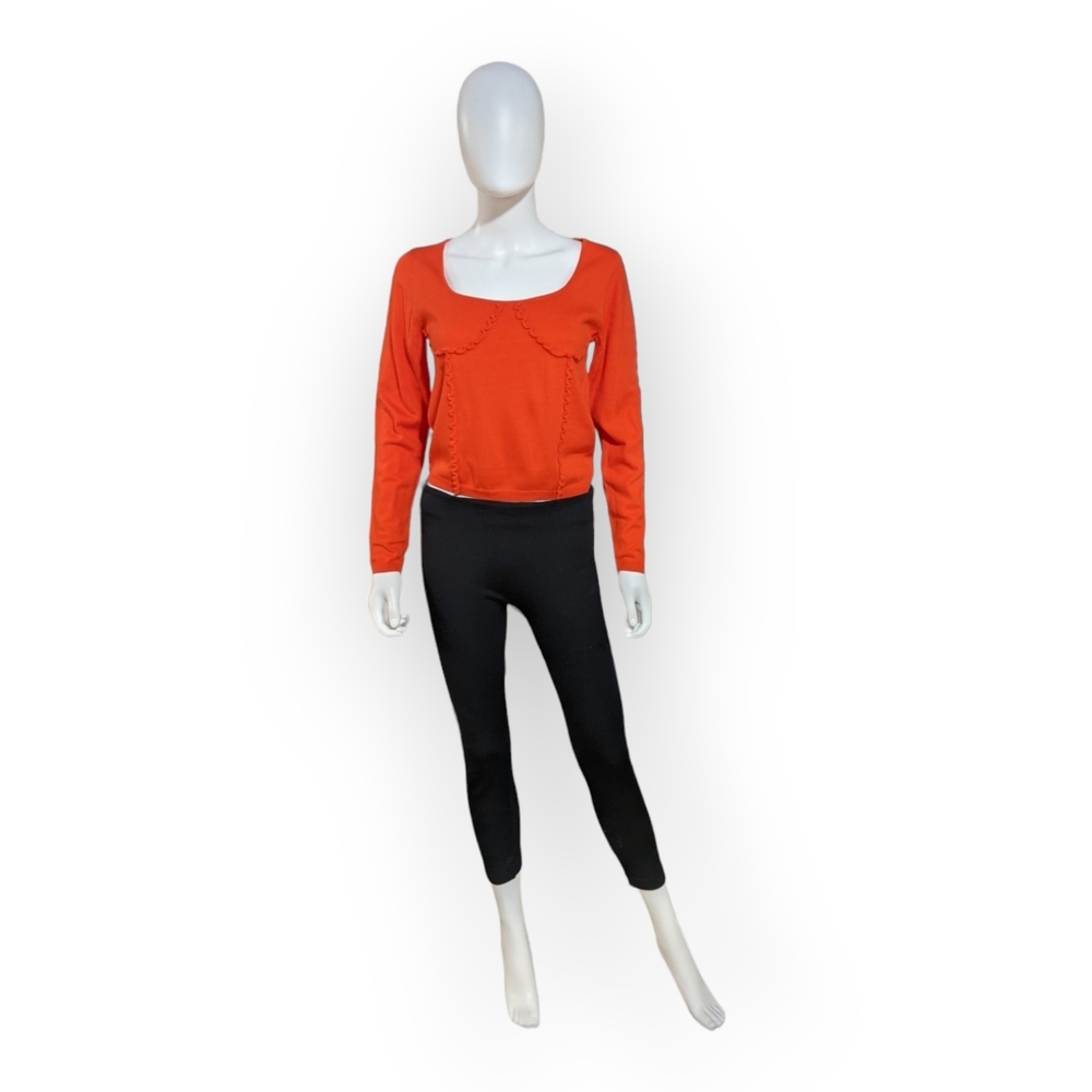 ASOS DESIGN Orange Corset Detail Long Sleeve Top, 6